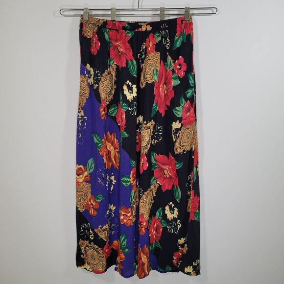 Carole Little Dresses & Skirts - Vtg CAROLE LITTLE Floral Medallion Print Maxi Skirt Size 14 Crepe Pull On 90s XL